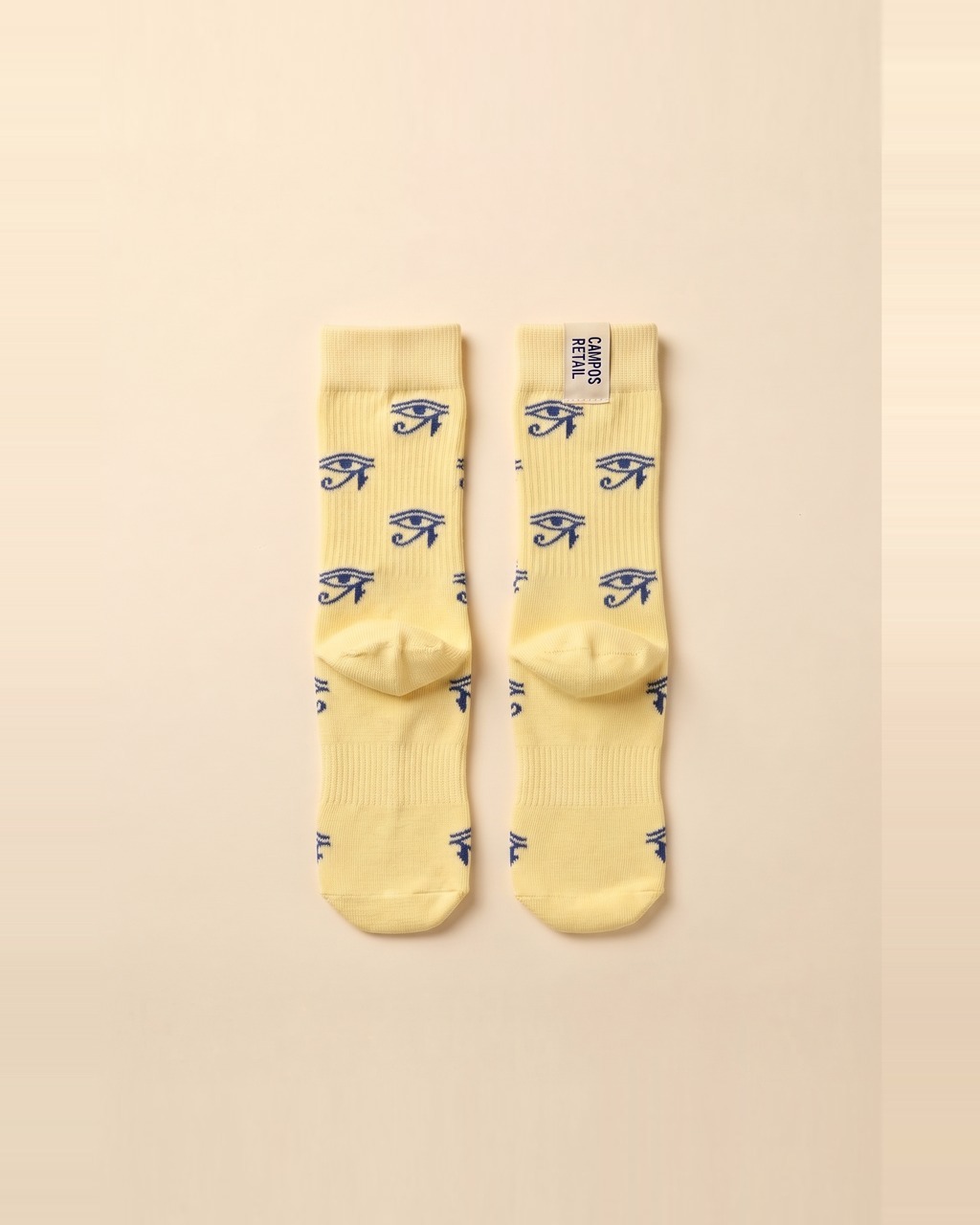 Horus Eye Crew Socks in Butter Yellow — view 2 of 3