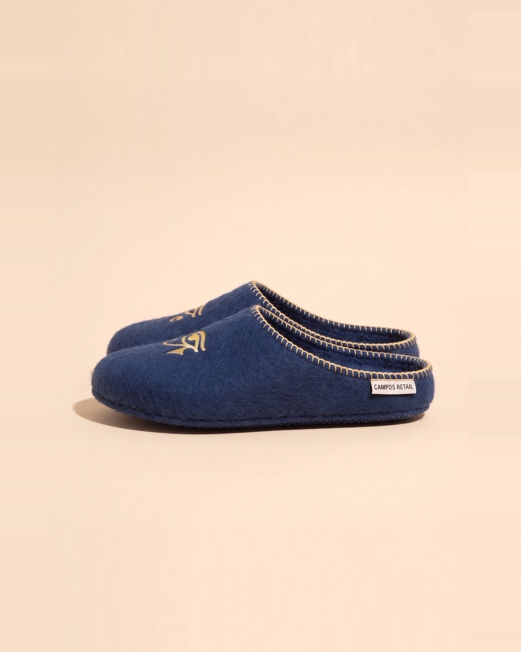 Horus Eye Felt Slippers in Lapis — view 2 of 3