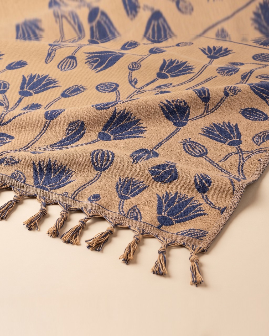 Lotus Border Throw Blanket in Sandstone — view 3 of 3