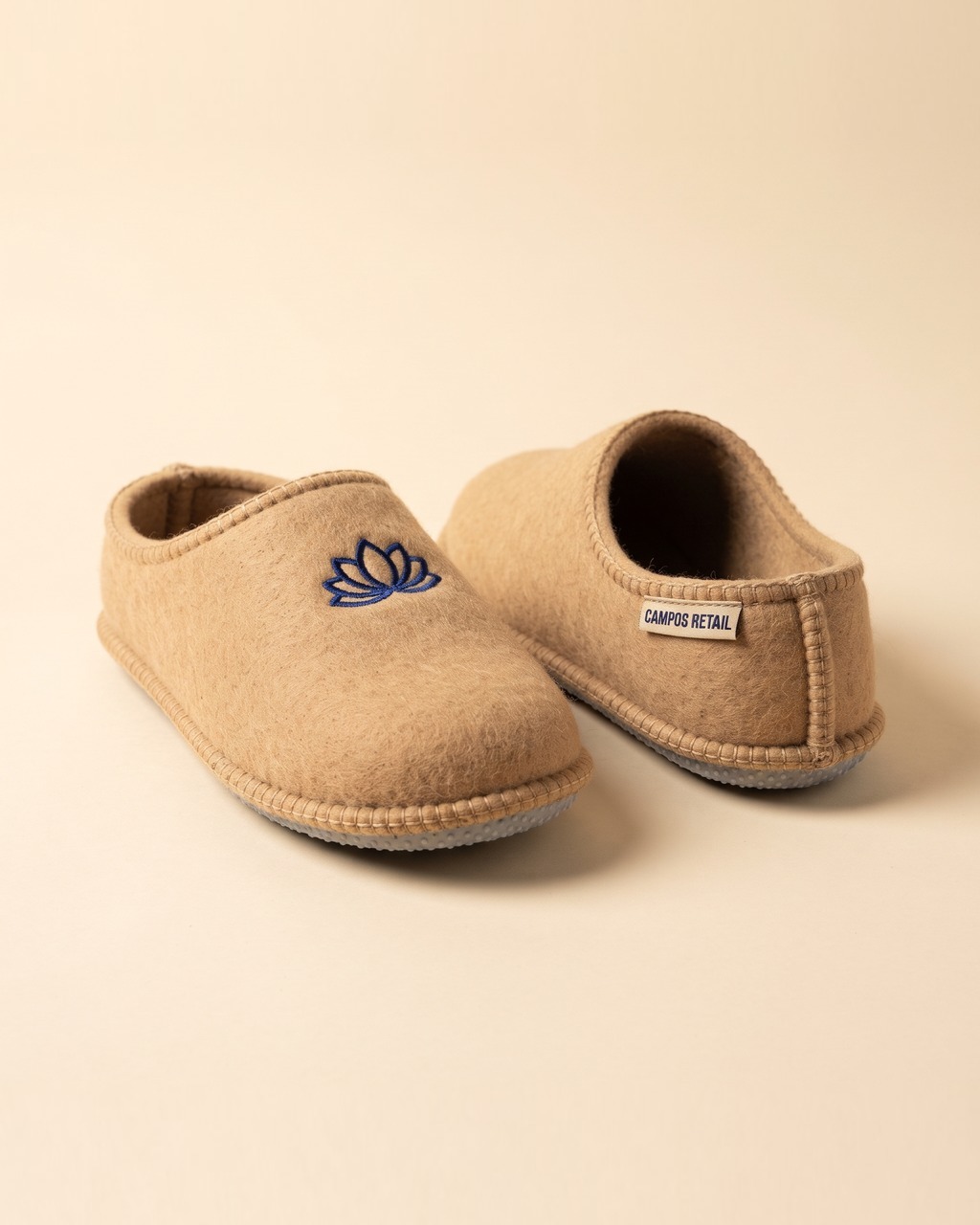 Lotus Felt Slippers in Sandstone