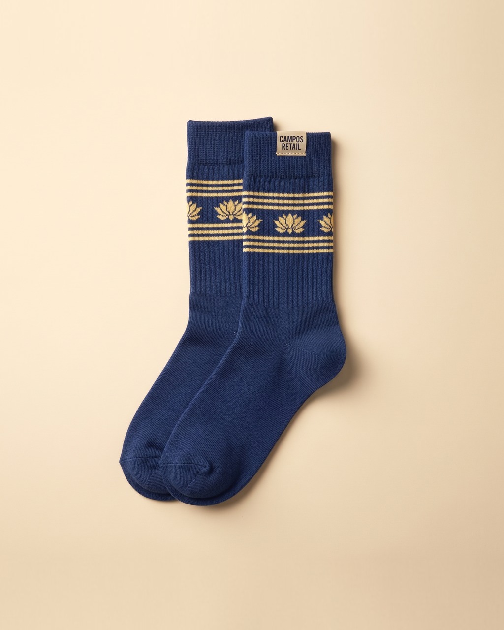 Lotus Stripe Crew Socks in Lapis
