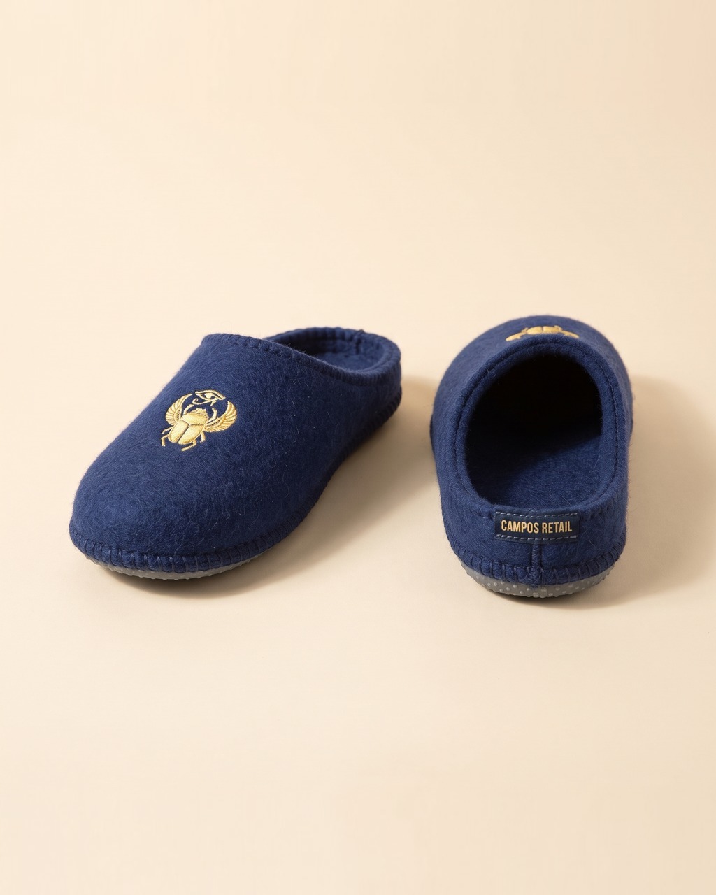 Scarab Felt Slippers in Lapis